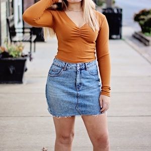 Distressed Denim Skirt